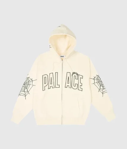 Palace Sp5der Zip Hoodie ‘Soft White’ Palace Logo