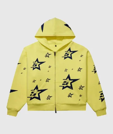 Sp5der Double Layer 5 Star Zip Hoodie ‘Yellow’